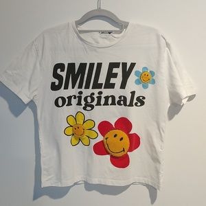 Zara smiley original white  t-shirt